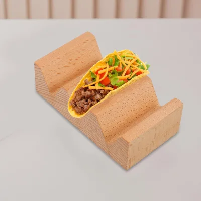 Wood Tacos Holder Sushi Hand Roll Holder 3-Grid Taco and Sushi Serving Tray,Sushi Serving Board Taco Display Stand