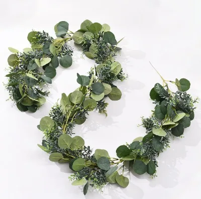 Amazon Hotsale Hanging Artificial Vine with Baby Breath Flower Arch Garland Vine Silk Eucalyptus Leaf Vine