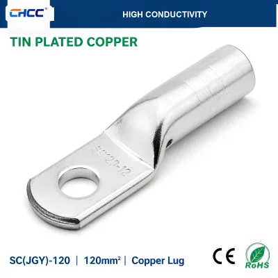 CHCC Copper Cable Lugs Tin Plated 120mm SC Electric Wire Terminal Crimp Connector Industrial