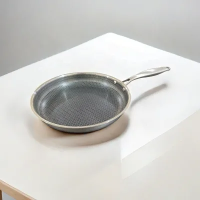 Heat Resistant Large Stainless Steel 304 Frying Pan Tri-ply Stainless Steel 430 Fry Pan for Restaurant