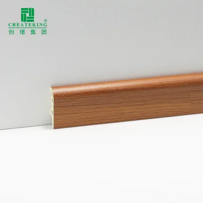 PVC WPC Baseboard Manufacturer Office Building Flooring Accessories Durable Water Resistant 2400*50*15mm Living Room Decorating