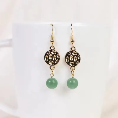 Natural Crystal Earrings Amethyst Powder Beads Creative Pendant Earrings for Women