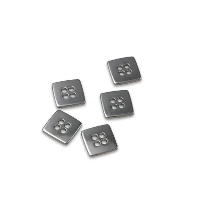 High Quality Fashionable Clothing Decorative Buttons Square 4 Holes Zinc Alloy Buttons Metal Buttons