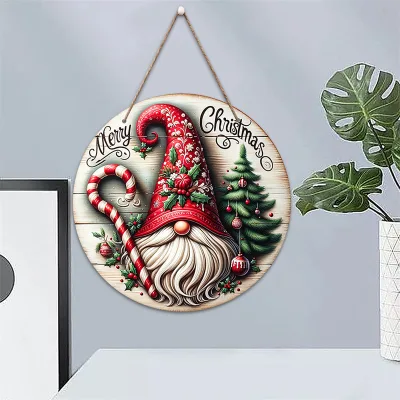 Christmas Wooden Door Sign Christmas Tree Decoration Front Door Welcome Sign Pendant