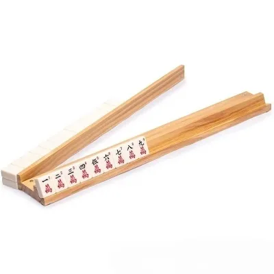 Wooden Mahjong Racks with Magnetic Pushers 18 in Natural Wood American Mahjong Tile Rack Set Modern Table Game Accessories