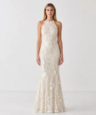 Custom luxury trendy sequin long dress for weddings and parties, special occasion dress with handmade embroidery OEM Factory