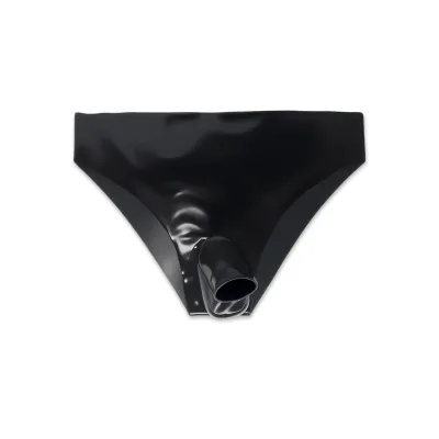 Handmade Natural Rubber 0.4mm Latex Catsuit Wholesale Latex Clothing Men's Half-penis Roll-up Briefs