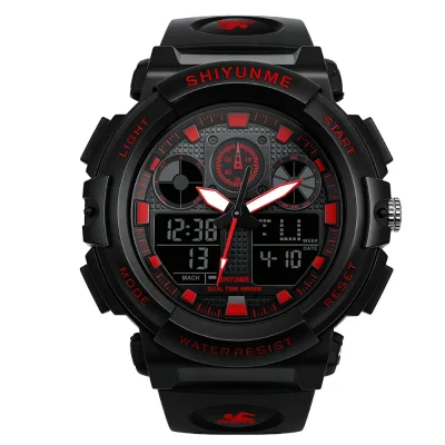 Men Sports Watches Digital Double Time Chronograph Watch 50m Watwrproof Week Display Wristwatches