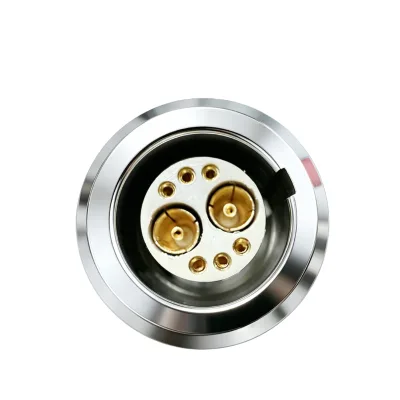 BEXKOM Heavy Duty Hybrid Connector 2*coaxials+6*signals IP67 25A 2100V EMC Shield Brass Chrome PPS for Tunnel Boring Machine TBM