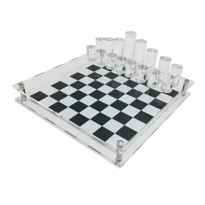 32 Cylinder Chess Game Clear Acrylic Chess Set