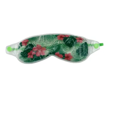 Popular Summer Style Green Leaves and Red Flowers Gel Pack Hot Cold Eye Mask for Puffiness