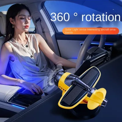NewLuxury Car Solar Rotating Airplane Decoration Creative Swing Airplane Decoration New Car