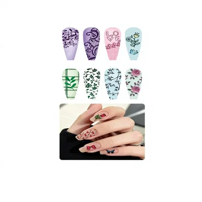 Stainless Steel Nail Art Stamping Plate Lace Butterfly Rose Floral Flowing Ribbon Bow Tie Plaid Pattern Transfer Template/Mold
