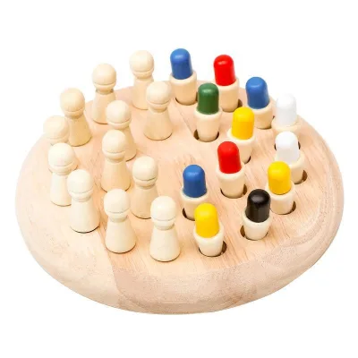 Montessori Wooden Memory Match Chess, Interactive Color Recognition Game for Toddlers & Preschoolers
