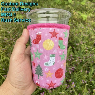 Low MOQ Fast Delivery OEM Insulated Neoprene Custom Design Reusable Iced Coffee Cup Holder for 32oz Cup with Handle Manufacturer