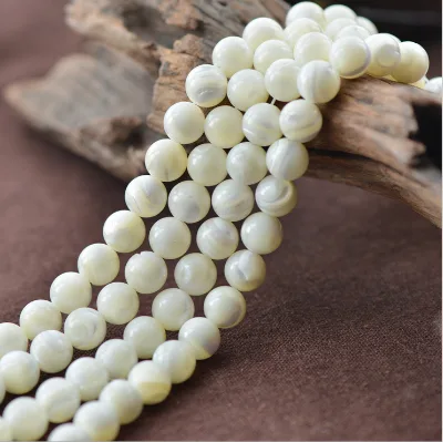 White Beads Pearl Seashells Mother-Pearl Shell Round Beads for Jewelry Making Accessories