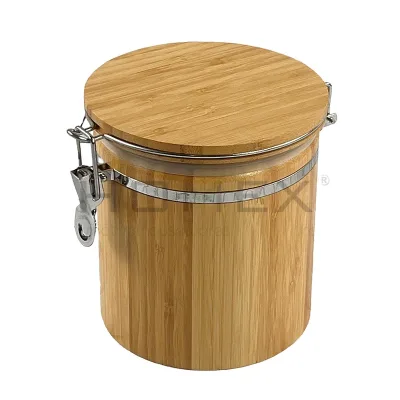 Clasp Lid Food Storage Container for Coffee Tea Sugar Spices and Dry Goods Bamboo Airtight Canister