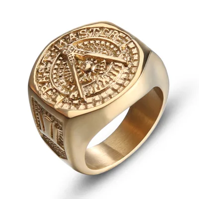 Titanium Religion Masonic Gold Finger Rings Design for Men