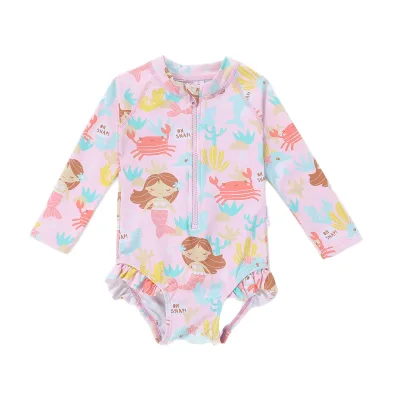 2026 Girls' New Eco-friendly Spandex/Polyester One-Piece Cute Bikini Swimsuit for Toddlers and Babies