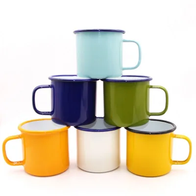 Tea and Coffee Cup 16 oz Custom logo Bright Color Camping Enamel Drinking Cup