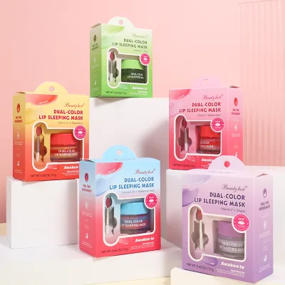 Dual Color Lip Skin Care Moisturizing Glowing Sleeping Mask With Brush 12g