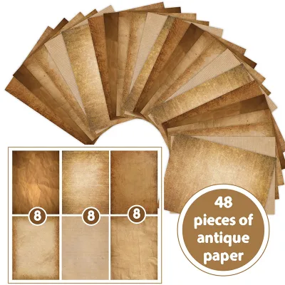 48PCS/Set Vintage Stationary Writing Paper Letter A4 Old Age Printer Paper Decorative Paper Retro Painted Border Letterhead