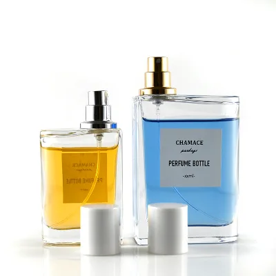 Unique Square Matte Glass Perfume Bottle 25ml 50ml 100ml Thick Bottom Bayonet Clear with Plastic Cap