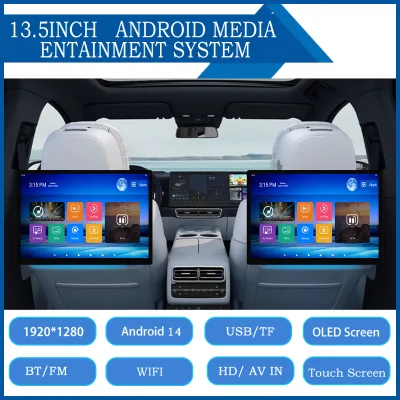 New 13.5-inch IPS Rearview Mirror Headrest Android Monitor 1920x1280 Screen Built-in WiFi TF Card USB Connection Video Player