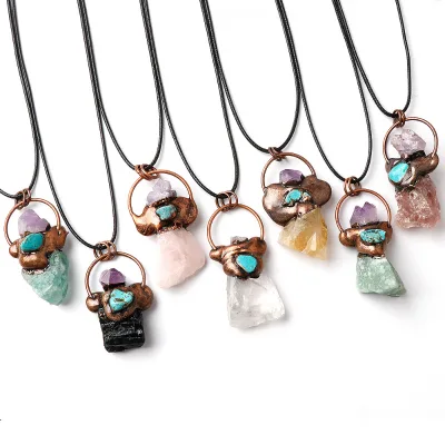 Factory Price Raw Stone Vintage Necklace Healing Natural Crystal Pendant for Gifts