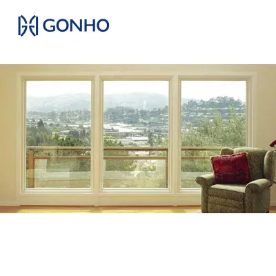 GONHO Heat Insulation Thermal Break Double Glazing Aluminium Front Right Fix Corner 90 Degrees Fixed Slide Window