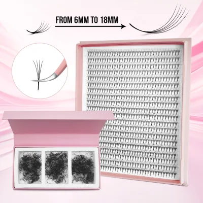 OEM for 2400 Narrow Premade Cashmere Fans Promade 18mm 6mm 7mm 4D Lashes 20mm Pointy Base 8-15mix Pointed Premade Eyelashes Fans