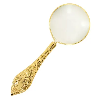 Antique Gold Retro Magnifying Glasses with 5X Magnifying Lens and Metal Handle for Home Decoration and Reading in Stock