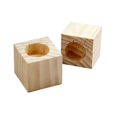 Wooden Square Smooth Polished Modern Handmade Candlestick Holder for Home Decor Tealight Candle Stand