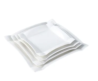 Different Sizes Factory Supply Hotel Dinner Ceramic Plate Rectangle Shape