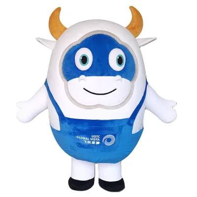 Customized Foam Carving Cartoon Blue Cow Adult Walking Plush Mascot Costume