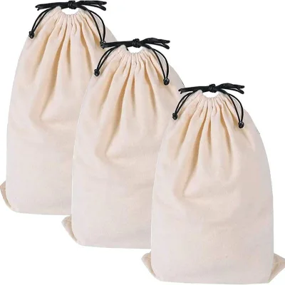 High Quality Natural Cotton Drawstring Portable Storage Bag Breathable Dust Proof for Repeated Use for Packaging Jewelry Storage