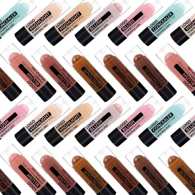 Custom Face Makeup Highlighter Waterproof Vegan Multi-functional Highlighters Contouring Blush Concealer Stick Cream to Powder