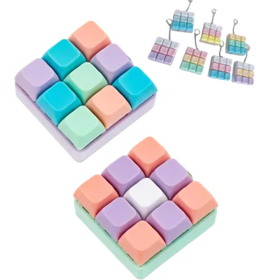 Pastel 9 Keys Keyboard Mechanical Switch Keychain Toys Color Diy Plastic Kids Adults Fidget Toy Clicker Keyboards Stress Relief