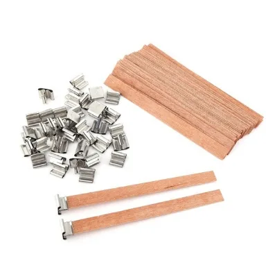 WW01 Wholesale Eco-friendly DIY Candle Various Sizes Wood Wick Crackling Candle Wick with Metal Tab For Candle Making