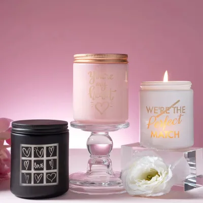 Factory Direct High-End Aromatherapy Soy Wax Candle LED Light Laser Engraved Confession Pattern Good Smell for Valentine's Small