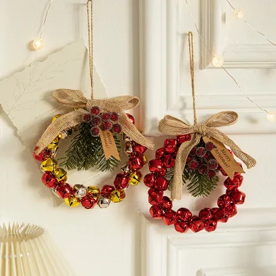 Iron Art Metal Christmas Bell Pendant for Hanging Ornament on Christmas Tree & Door Wreath Factory Wholesale
