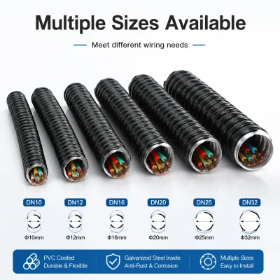 RoHS Compliant PVC Coated Flexible Steel Conduit Galvanized for Electronics Factory Wiring, OEM Wholesale