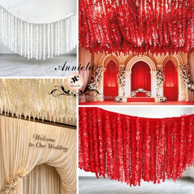 ANNIELU Artificial Hanging Flowers Long String Flower Garland for Wedding Ceiling Backdrop Arch Event Hotel Home Party Decor