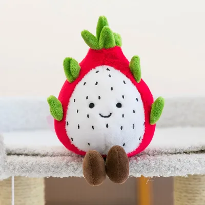 Cute Dragon Fruit Plush Toy Soft Pitaya Stuffed Animal Kawaii Food-themed Plushie for Kids Birthday Gift and Nursery Decor