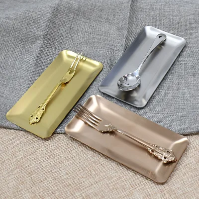 Ins Style Stainless Steel Plates Small Dishes Towel Plates Barbecue Plates Metal Storage Trays