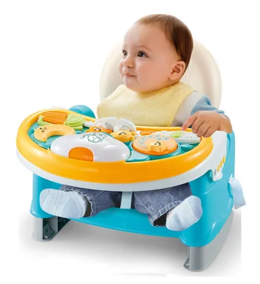 BBCare 3 in 1 Baby Portable Feeding Booster Seat Chair with Removable Toys Tray 3-Point Harness Adjustable Legs PP Material