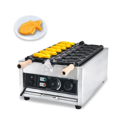 Easy-to-operate Stainless Steel 6pcs Taiyaki Fish Waffle Maker Non-Stick 50-300/122-572 Adjustable Reversible Design
