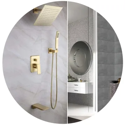 Rain Shower System High-Pressure Hand-held Shower Trim Kit Modern Bathroom Shower Faucets Sets with Waterfall Tub Spout