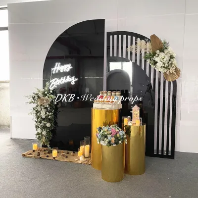 Factory Custom Black Display Rack Acrylic Wedding Backdrop Stand Stage Backdrop Black Pvc Board Backdrop