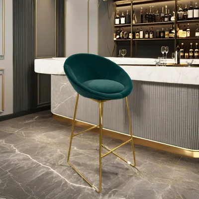 Premium Quality Factory Direct Supply Luxury Villa Green Leather Velvet Stainless Steel Legs Barstools